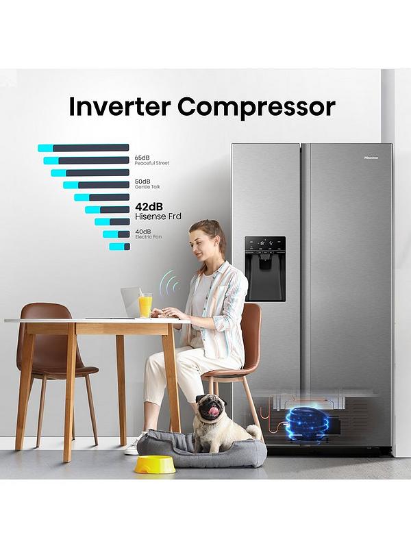 Hisense RS694N4TIE 90cm Wide Side by Side, Non-Plumbed Water and Ice, American Fridge Freezer - Stainless Steel - Image 5
